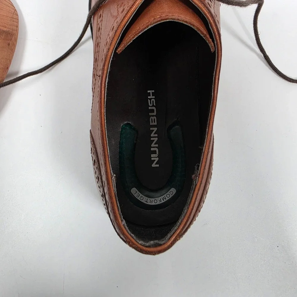 Nunn Bush Norcross Shoes Men's 10M Cognac Leather Cap Toe Oxford Dress Brogue